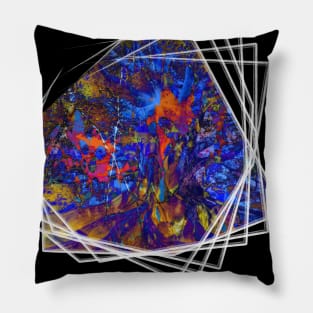 Trippy Bending Portal with Geometric Frames Pillow