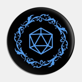 Magical Polyhedral D20 Dice Blue Tabletop Roleplaying RPG Gaming Addict Pin