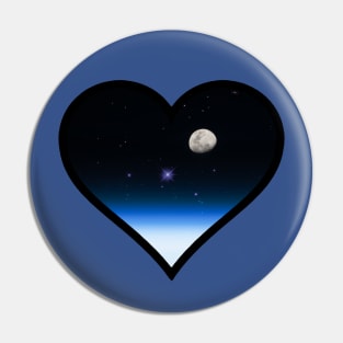 Moonrise and Stars Heart Pin