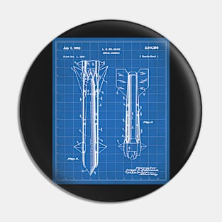 Army Aerial Missile Patent - Military Veteran Army Fan Art - Blueprint Pin