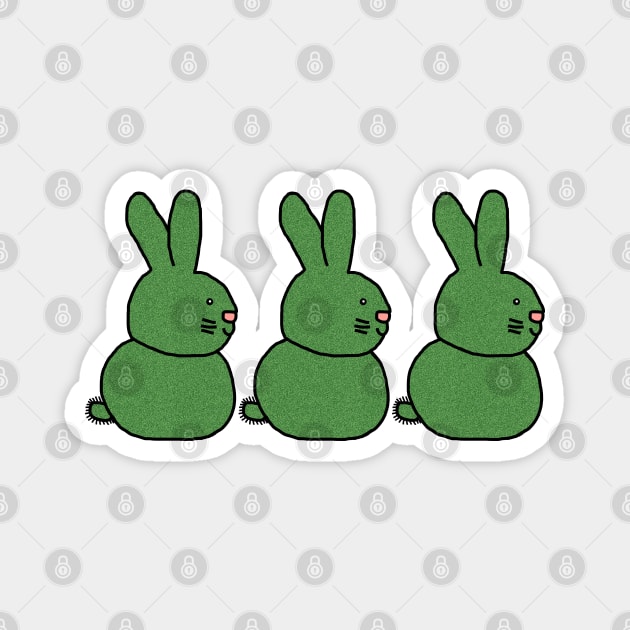 Three Green Metallic Bunny Rabbits Magnet by ellenhenryart