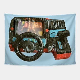 80s Car Racing Simulator Tapestry