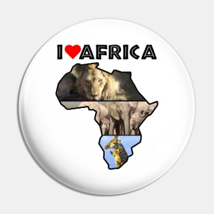 I Love Africa Wildlife Collage Map Pin