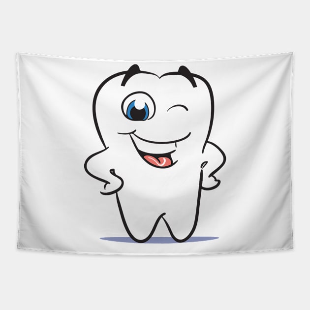 teeth cartoon Tapestry by dentist_family