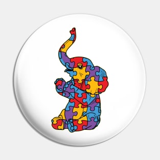 Autism Elephant Autistic Puzzle Pieces - ASD Support SPED Teacher Pin