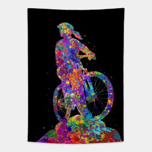 Downhill mountain bike girl Tapestry