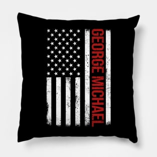 Graphic George Michael Proud Name US American Flag Birthday Gift Pillow