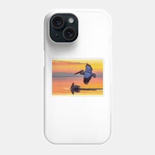 Pelican At In Flight At Sunset Phone Case