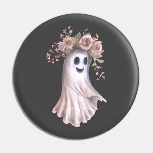 Boho Floral Cute Ghost Pin