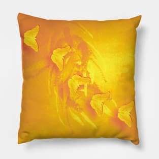 Vibrant butterflies and wattle Pillow