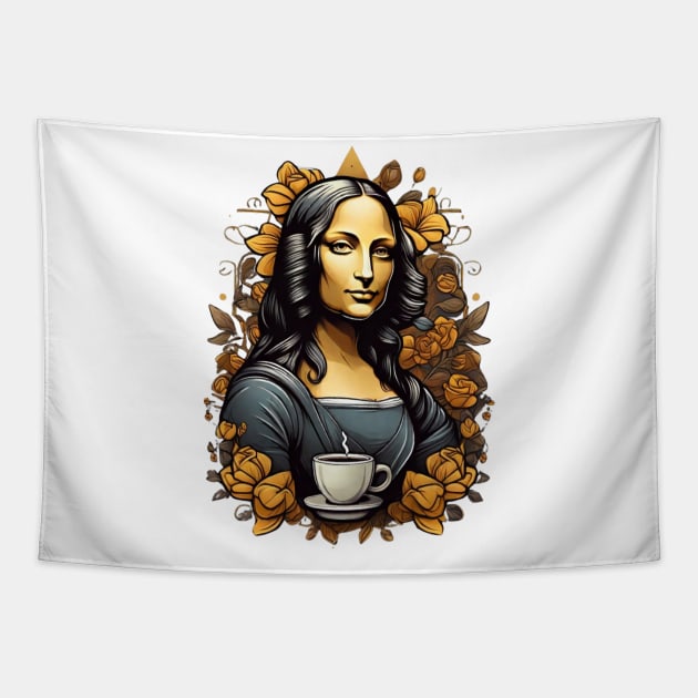 Mona Lisa Coffe time Tapestry by Dandeliontattoo