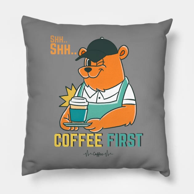 Shh.. Coffee First Pillow by HaMa-Cr0w