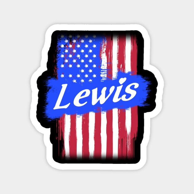 American Flag Lewis Family Gift For Men Women, Surname Last Name Magnet by darius2019