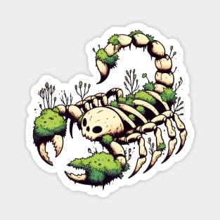 Skull Bones Scorpion Overgrown With Moss Plants Magnet