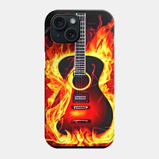 Guitar on fire flame music Phone Case