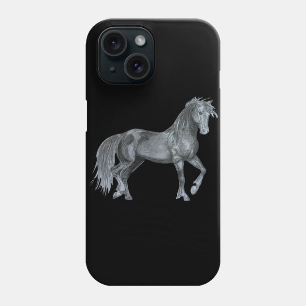 Trotting Horse Sketch Phone Case by Lady Lilac