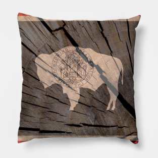 Wyoming Wood Flag Pillow