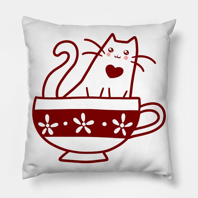 Teacup Kitty Pillow by saradaboru