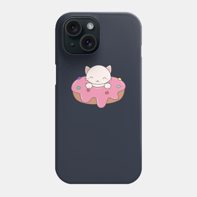 Kawaii Cat in a donut t-shirt Phone Case by happinessinatee