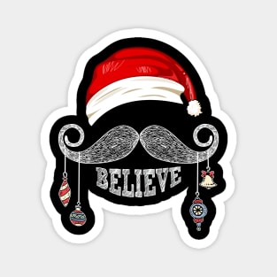 Believe Christmas Santa Mustache with Ornaments Magnet