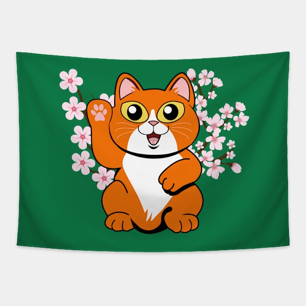 Hi There Orange Tabby Tapestry by leBoosh-Designs