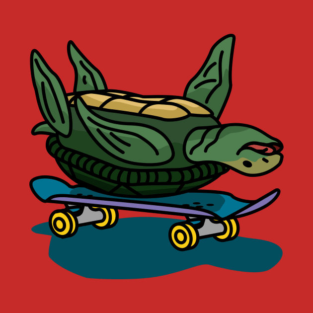 Skateboarding Turtle Upside Down by Mrkedi