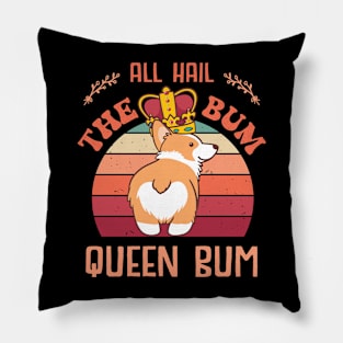 FUNNY VINTAGE SUNSET QUEEN BUM CUTE CORGI BUTT Pillow