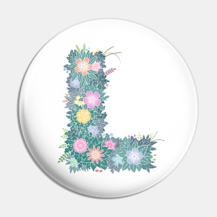 "L" Floral Letter Monogram Pin