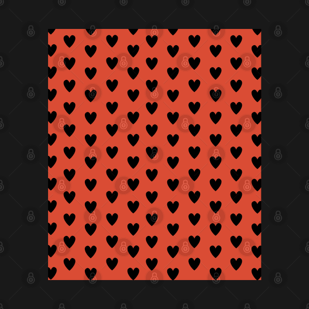 Black Hearts Pattern on Burnt Orange by OneThreeSix