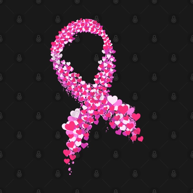 Breast Cancer Awareness Pink Hearts And Ribbon Product by Linco