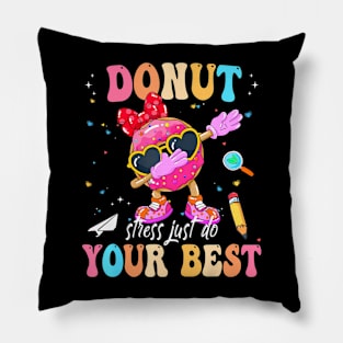 Groovy Donut Stress Best Testing Day Teachers Pillow