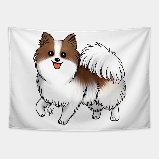 Dog - Pomeranian - Brown and white Tapestry by Jen's Dogs Custom Gifts and Designs