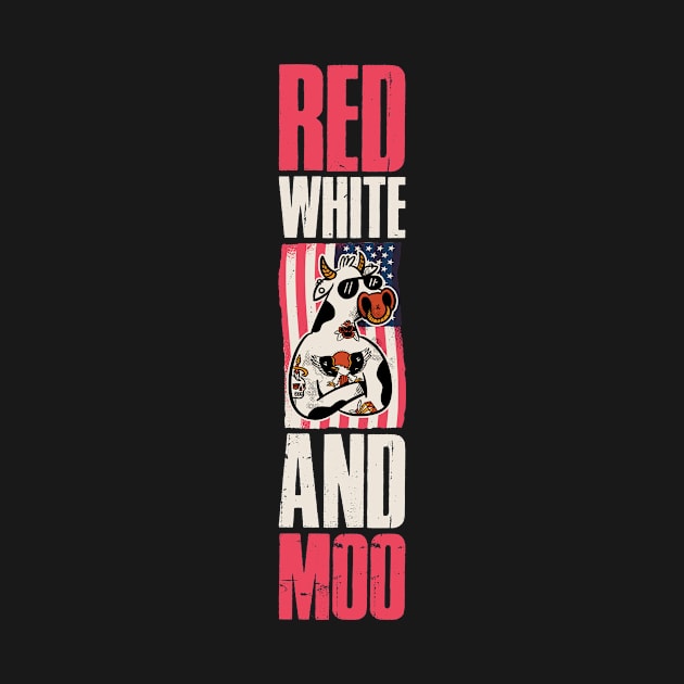 Red White And Moo Funny Cow Gift by CatRobot