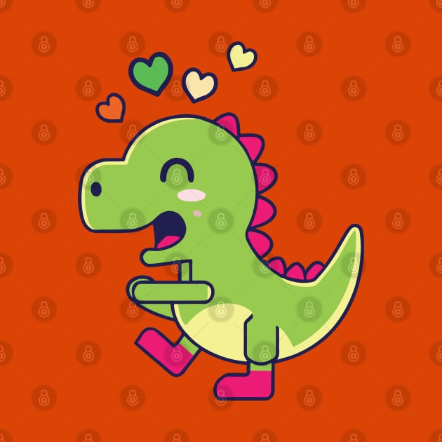 Kawaii Cute Dinosaur Cartoon valentine day by Kawaii Bomb