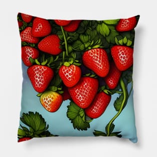 Falling Strawberries Pillow