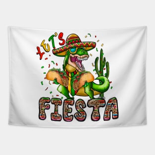 Let's Fiesta Mexican Dino Trex Cinco De Mayo Leopard Funny Tapestry