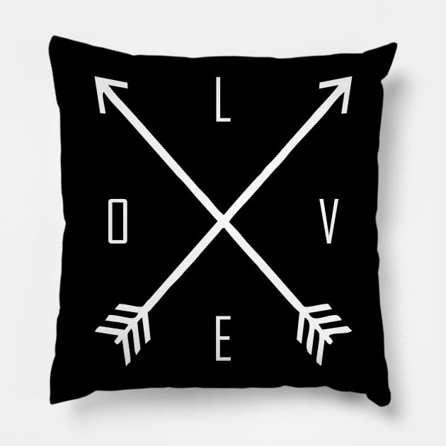 love arrow white Pillow by Typography Dose