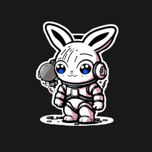 Cute anime style bunny sticker in pink T-Shirt