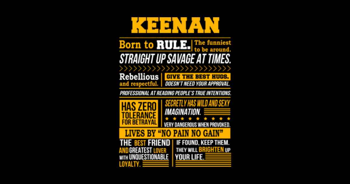 Keenan Name Shirt Keenan Born To Rule Keenan Sticker TeePublic