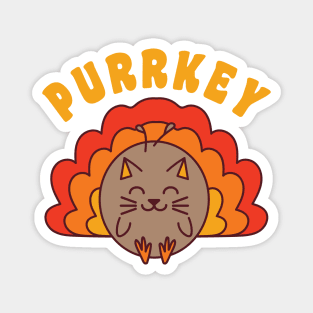 Purrkey Turkey Cat Pun Funny Thanksgiving Cat Lover Kawaii Magnet