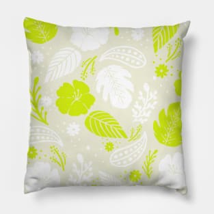 Foliage & Hibiscus Pattern - Green Pillow