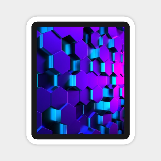 3D Hexagonal Geometric Design Magnet by Abstractdiva