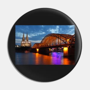 Cologne Cathedral, Dom, Hohenzollern Bridge, dusk, Cologne, Germany Pin