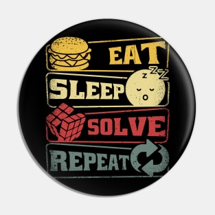 Eat Sleep Solve Repeat Vintage Pin