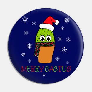 Merry Cactus - Cute Cactus With Christmas Scarf Pin