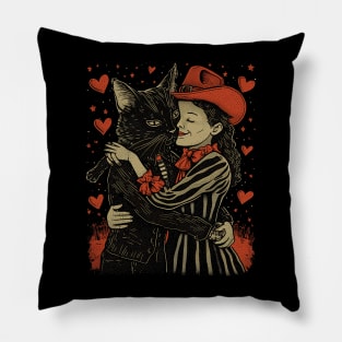 Valentine's Day Love Vintage Halloween Black Cat Witch Retro Cute Super Cool Best Gift Pillow