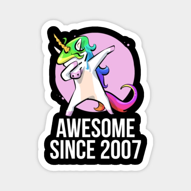 Kid 12 Yrs Old 12th Birthday Unicorn Dabbing 2007 Magnet by Xizin Gao