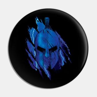 Spartan Warrior Helmet Blue Pin