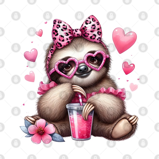 Valentine Sloth Drinking Ice Cream by Chromatic Fusion Studio