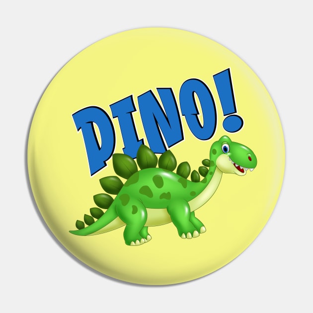 Cute Happy Dinosaur Blue Dino Pin by Dallen Fox